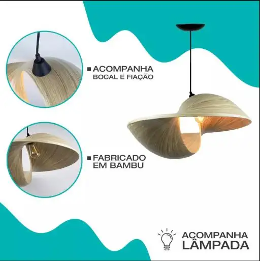 Luminaria Rustica Moderna Pendente Luz Led Teto Cozinha Luxo