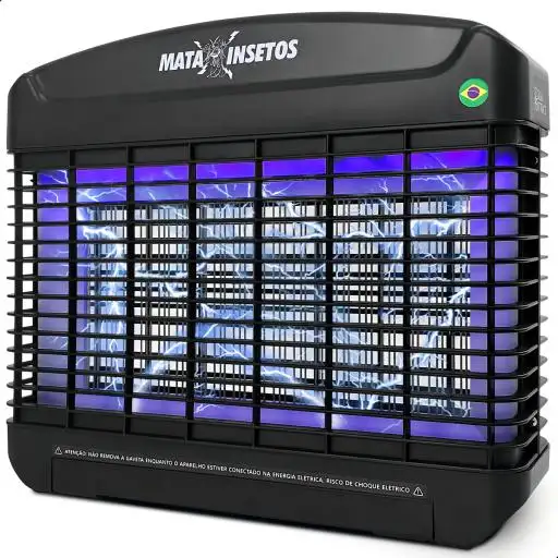 Aparelho Mata Mosquito Insetos 33cm Bivol Luz Grade Choque Cor Preto 127v/220v Casa Attract Killer 